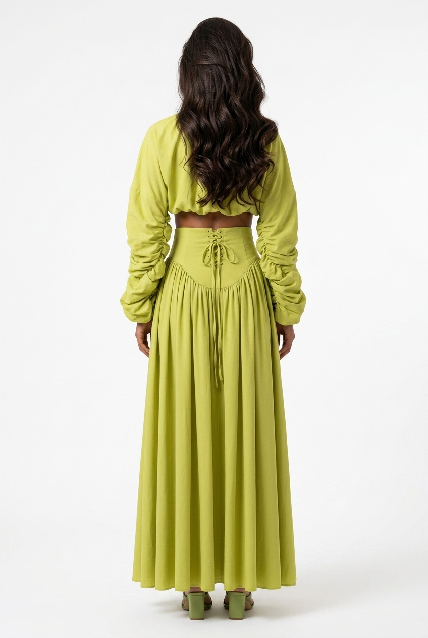 Ruched Long Sleeve Skirt Set