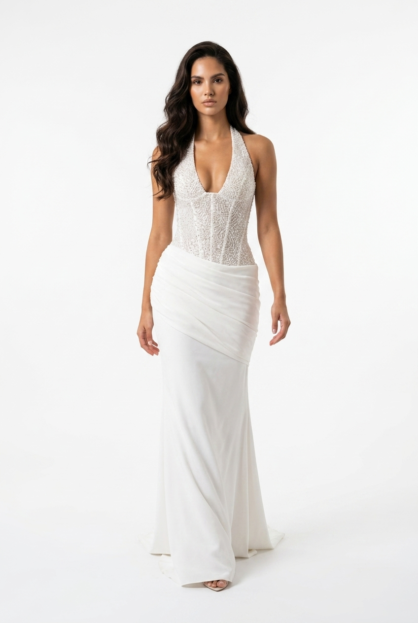 Sequin Halter Neck Maxi Dress