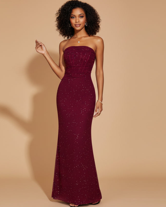 Glitter Tube Mermaid Maxi Dress