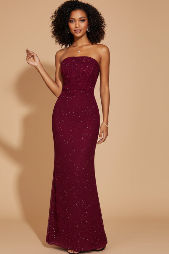 Glitter Tube Mermaid Maxi Dress