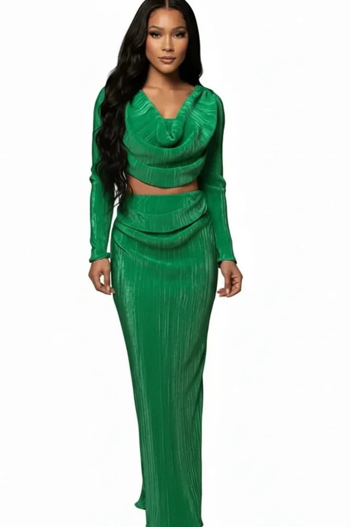 Emerald Cowl Neck Maxi Set