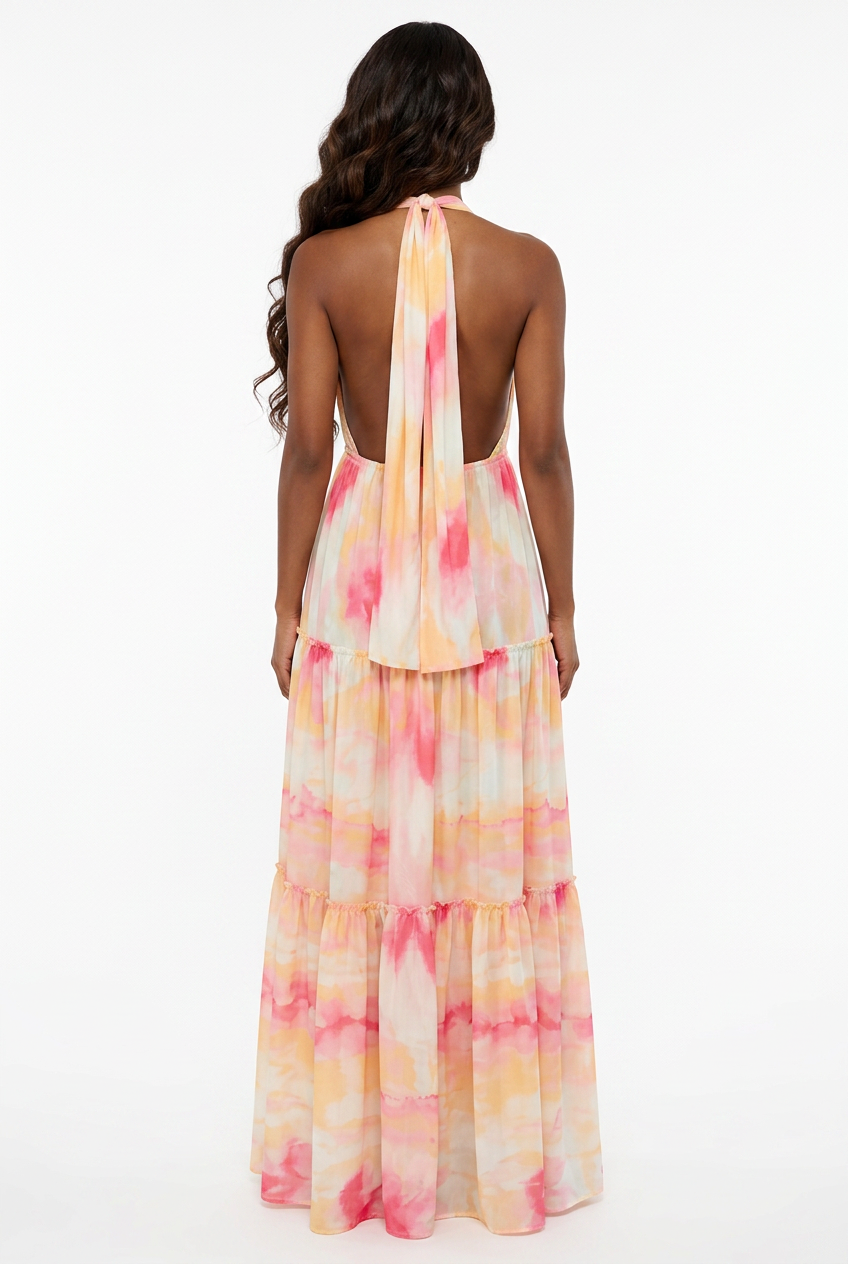 Tie-Dye Tiered Maxi Dress