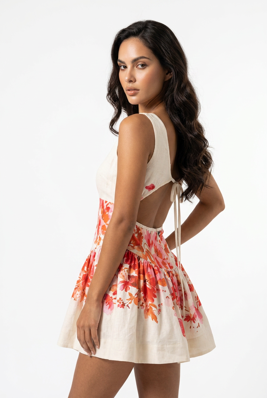 Floral Print Sleeveless A-Line Mini Dress