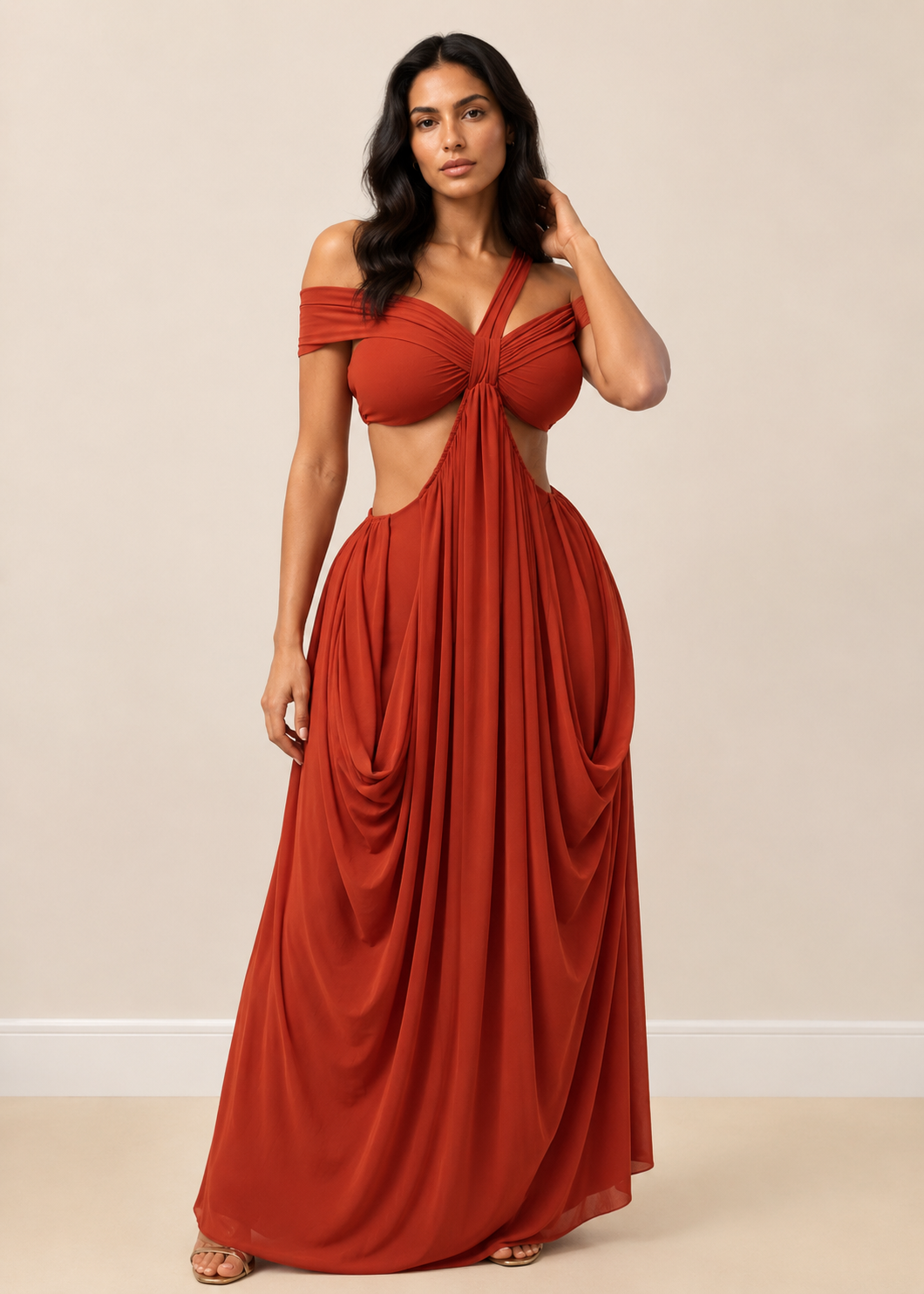 Rene Ruched Cutout Maxi Dress