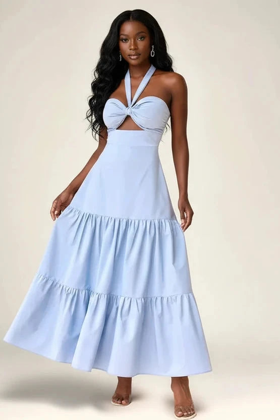 Twist Front Cutout Tiered Maxi Dress – Moderno Luxe