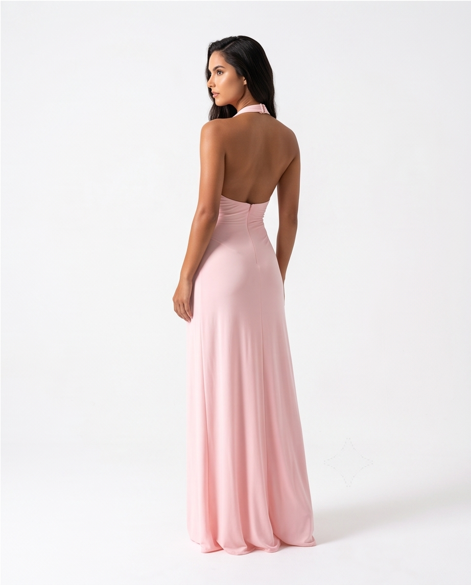 Serena Backless Halter Maxi Dress