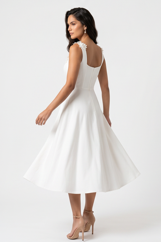 Ivory Blossom Midi Dress