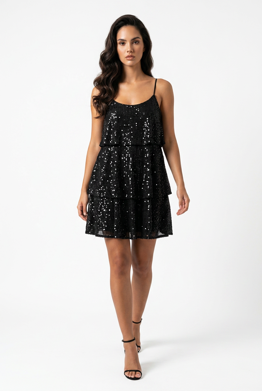 Shimmer Tie Mini Dress