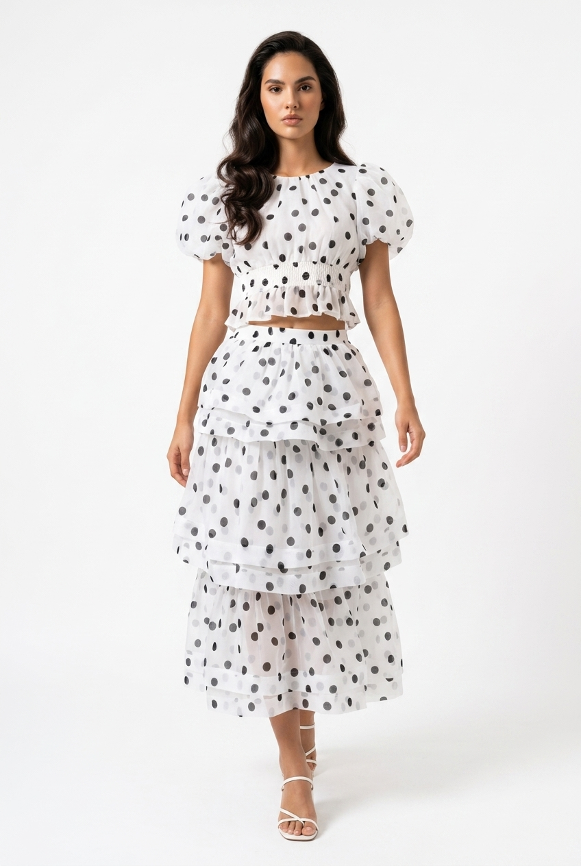 Polka Dot Puff Sleeve Set