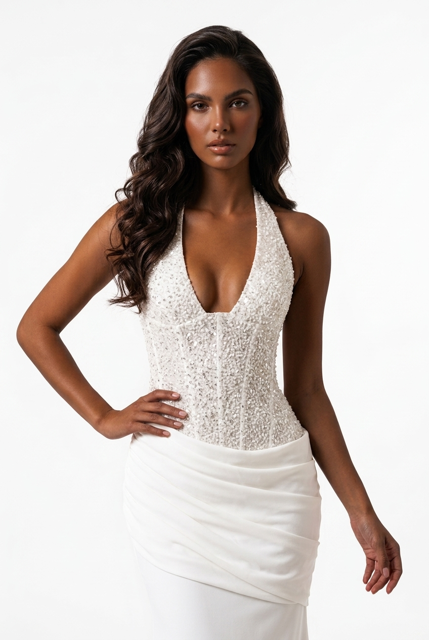 Sequin Halter Maxi Dress