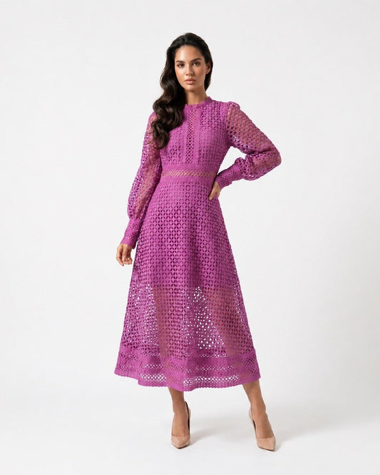 Amethyst Grace Lace Midi Dress