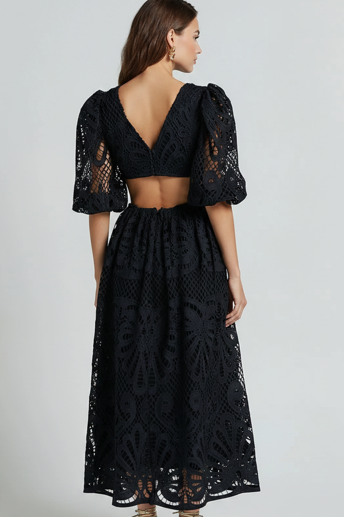 Luna Lace V-Neck Midi Dress
