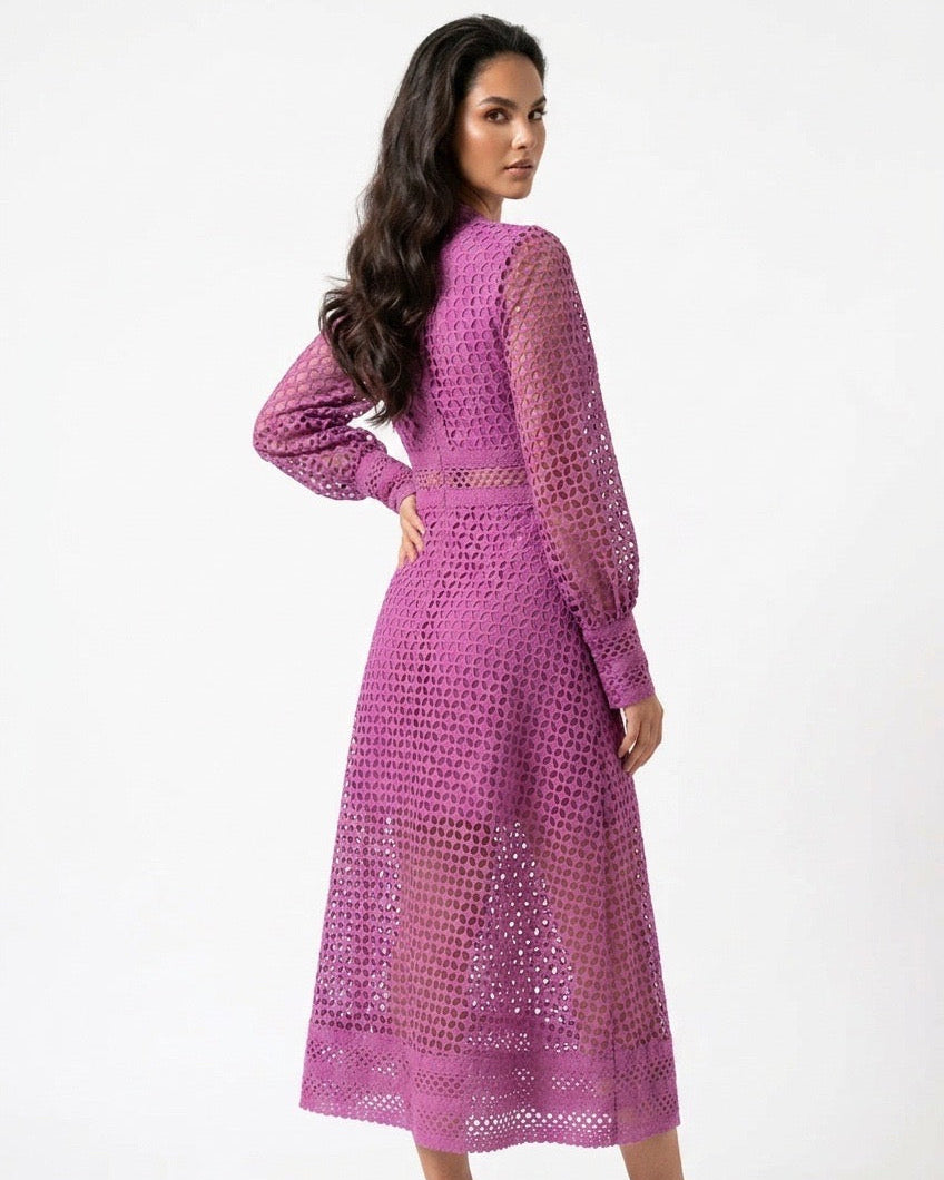Amethyst Grace Lace Midi Dress