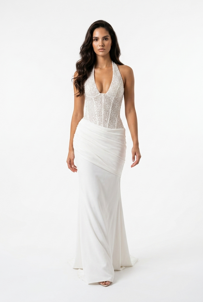 Sequin Halter Neck Maxi Dress