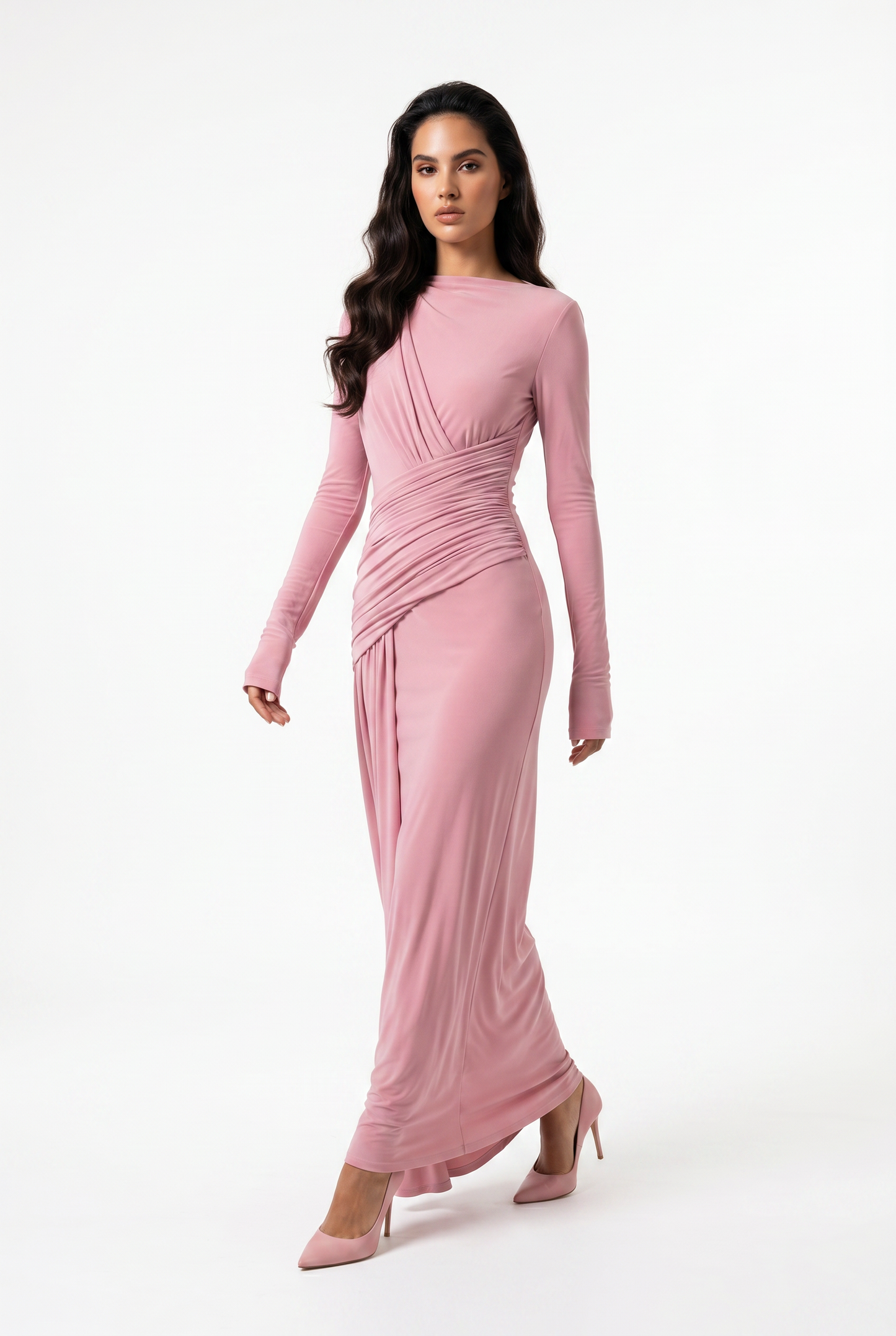 Serena Ruched Evening Maxi Dress