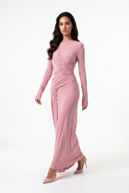 Serena Ruched Evening Maxi Dress