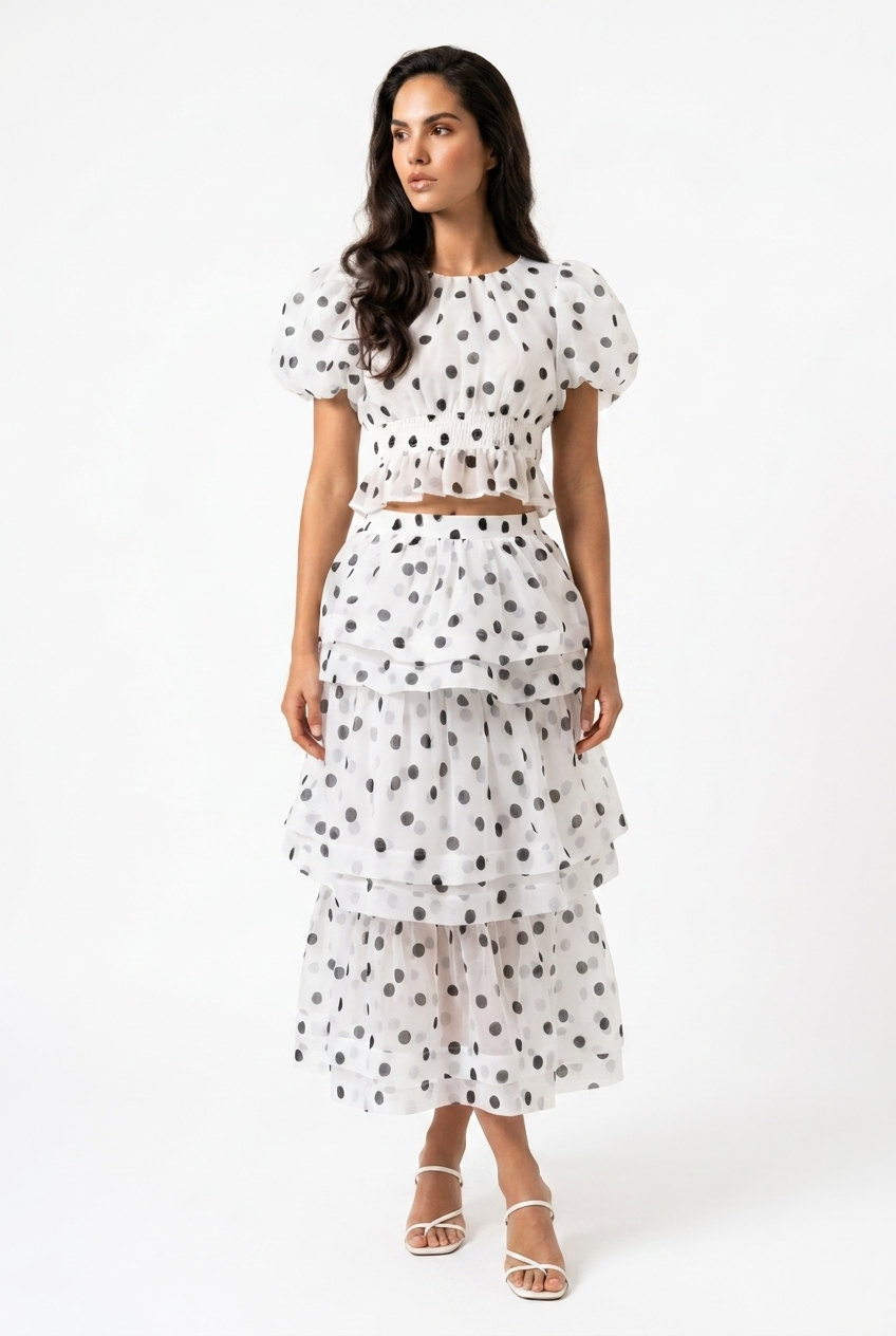 Polka Dot Puff Sleeve Set