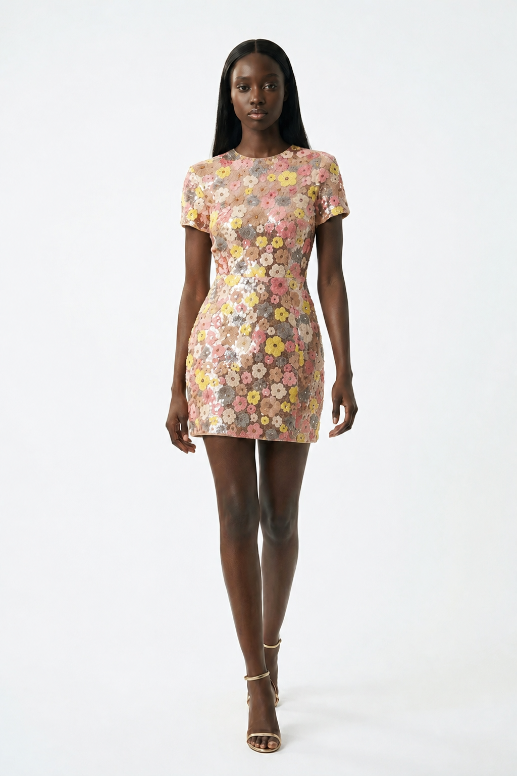 Floral Sequin Mini Dress