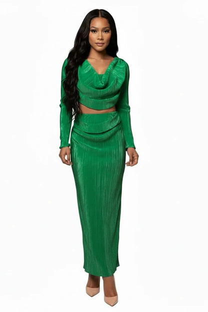 Emerald Cowl Neck Maxi Set
