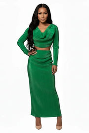 Emerald Cowl Neck Maxi Set