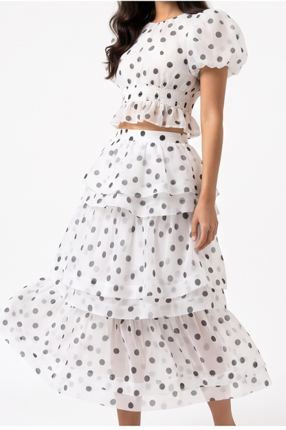 Polka Dot Puff Sleeve Set