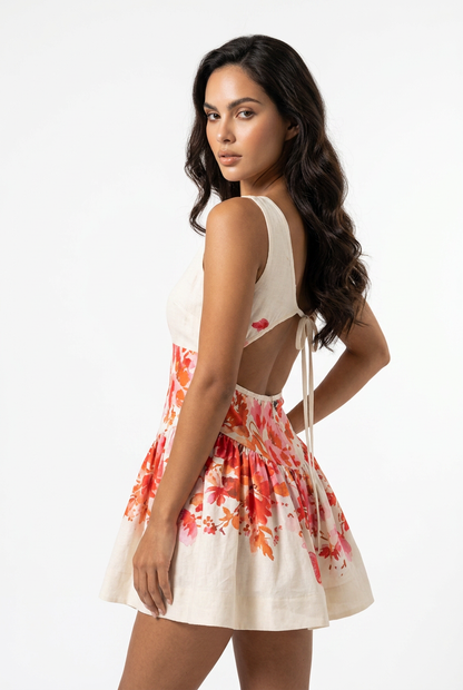 Floral Print Sleeveless A-Line Mini Dress