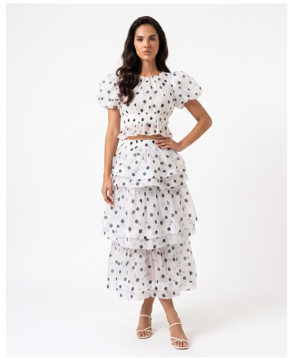 Polka Dot Puff Sleeve Set