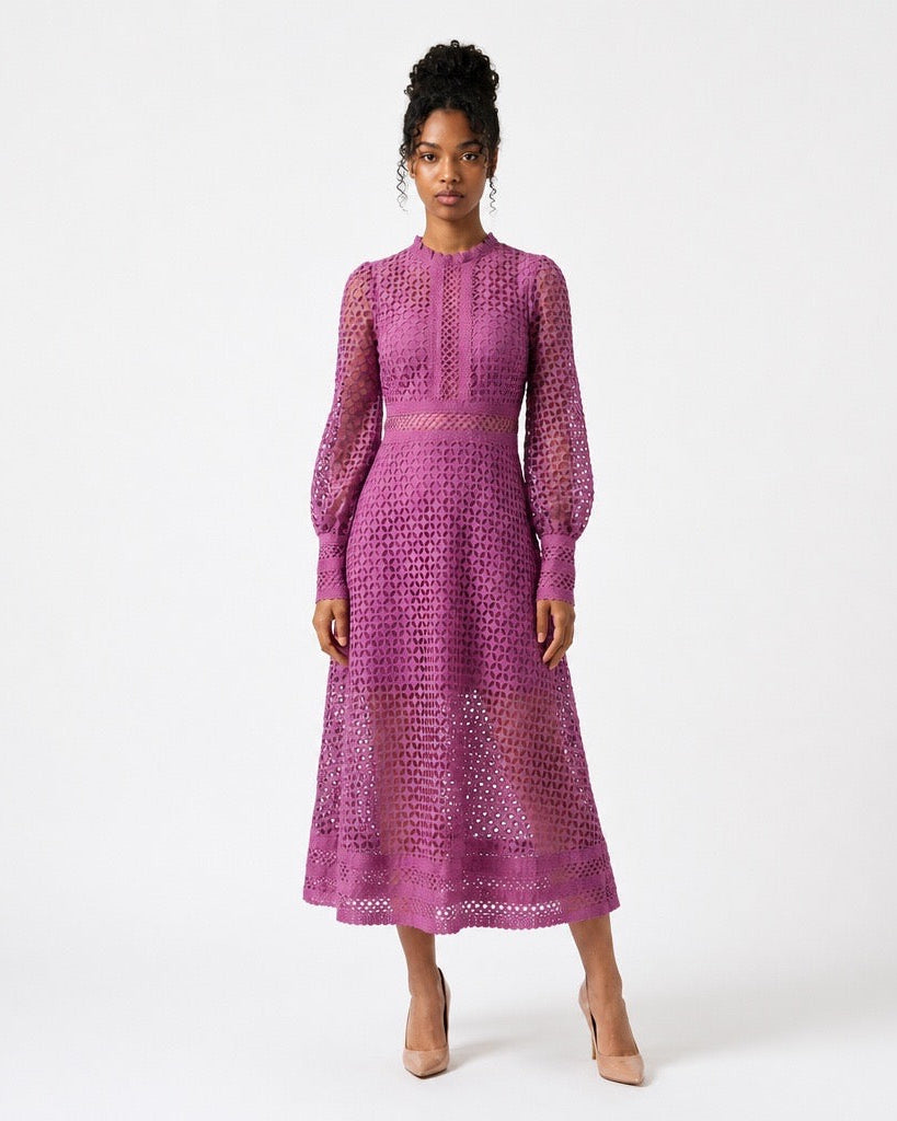 Amethyst Grace Lace Midi Dress