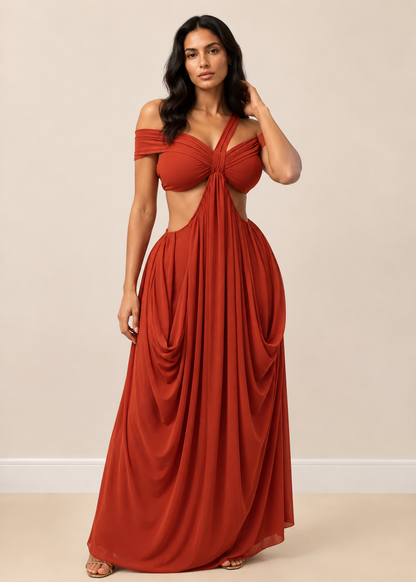 Rene Ruched Cutout Maxi Dress