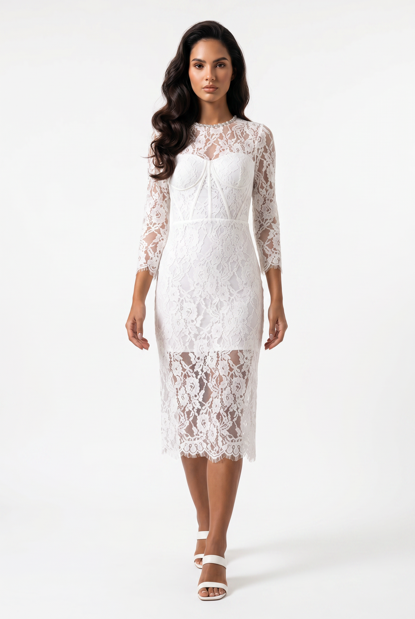 Elara Lace Midi Dress