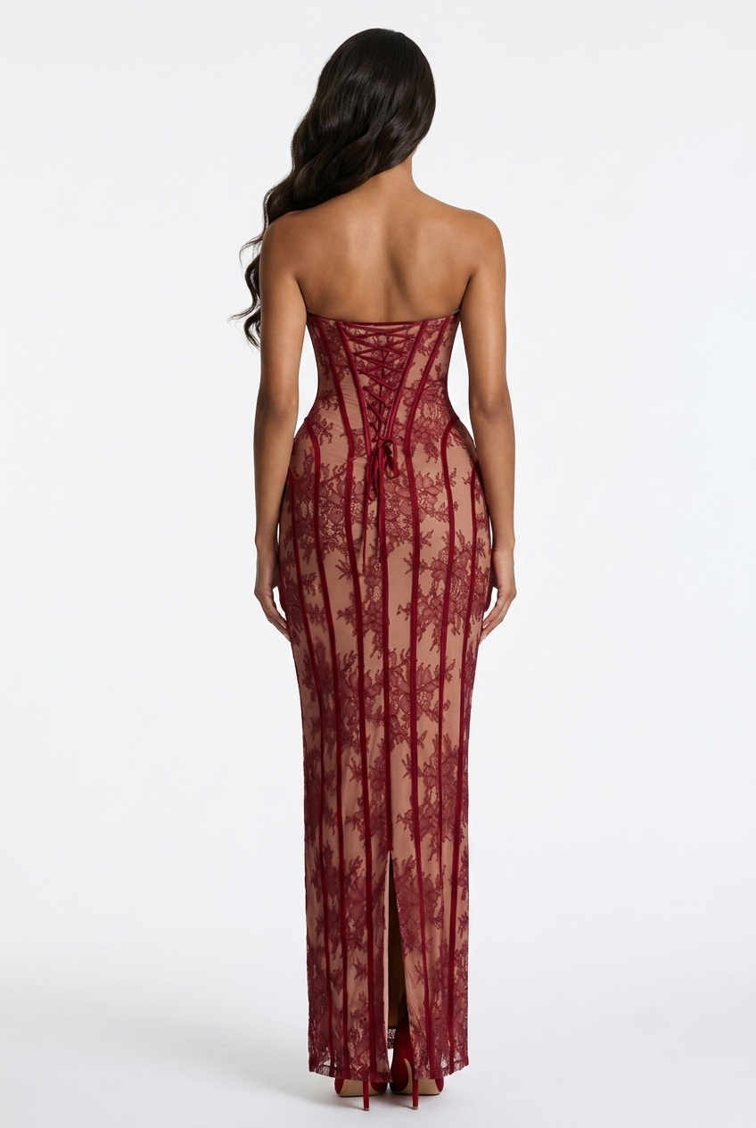 Lace-Up Corset Maxi Dress