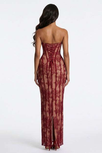 Lace-Up Corset Maxi Dress
