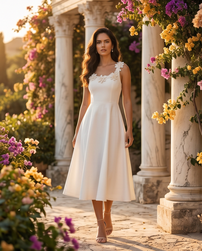 Ivory Blossom Midi Dress