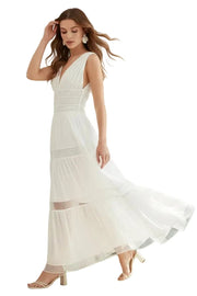 Elara Tiered V-Neck Maxi Dress