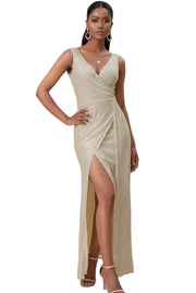 Aurora Sequin Slit Evening Maxi Dress
