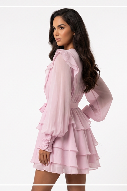 Ruffled Long Sleeve Dress