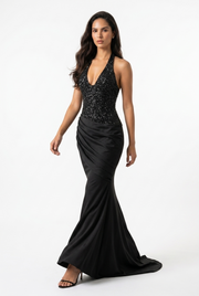 Sequin Halter Maxi Dress