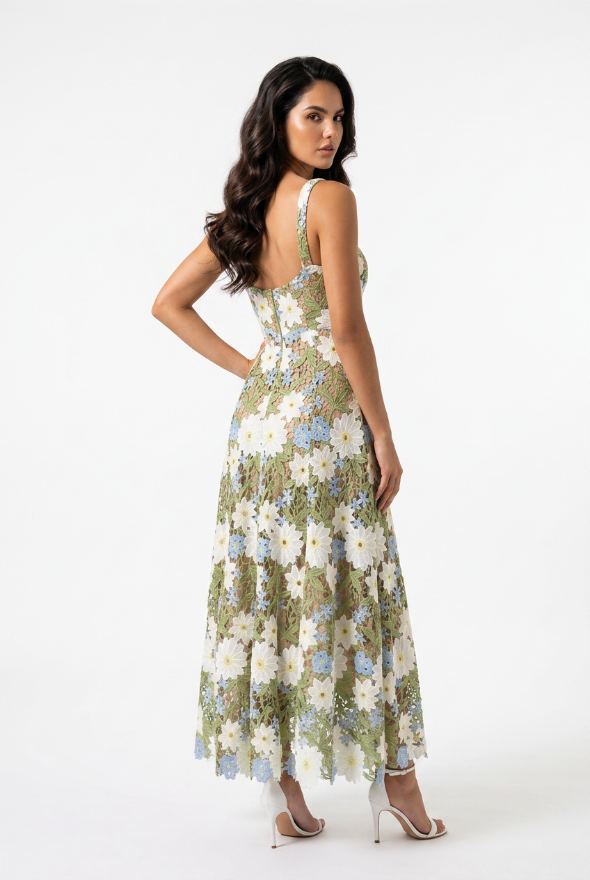 Aurora Floral Embroidered Maxi Dress