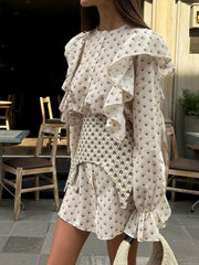 Ruffled Floral Print Mini Dress