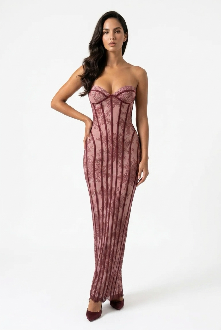 Lace-Up Corset Maxi Dress