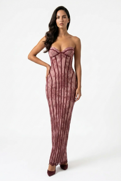 Lace-Up Corset Maxi Dress
