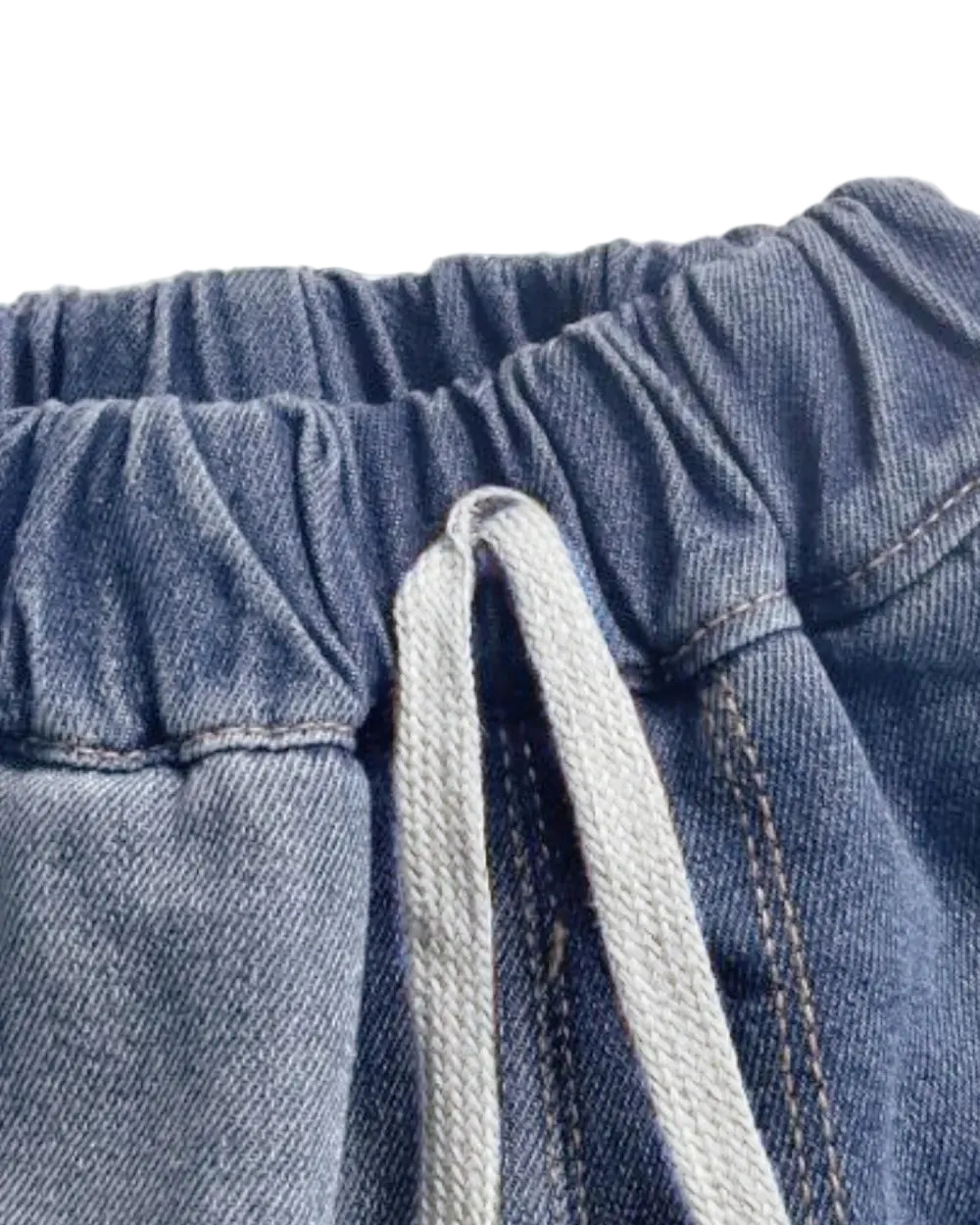 Collared button-up denim shorts set