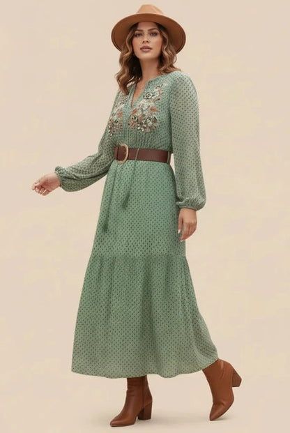 Plus Size Tassel Tie Midi Dress
