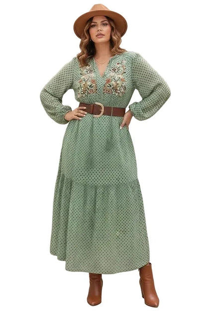 Plus Size Tassel Tie Midi Dress