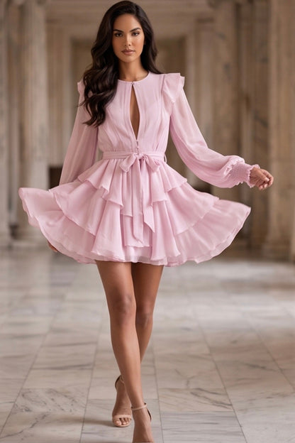 Ruffled Long Sleeve Dress