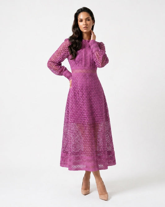 Amethyst Grace Lace Midi Dress