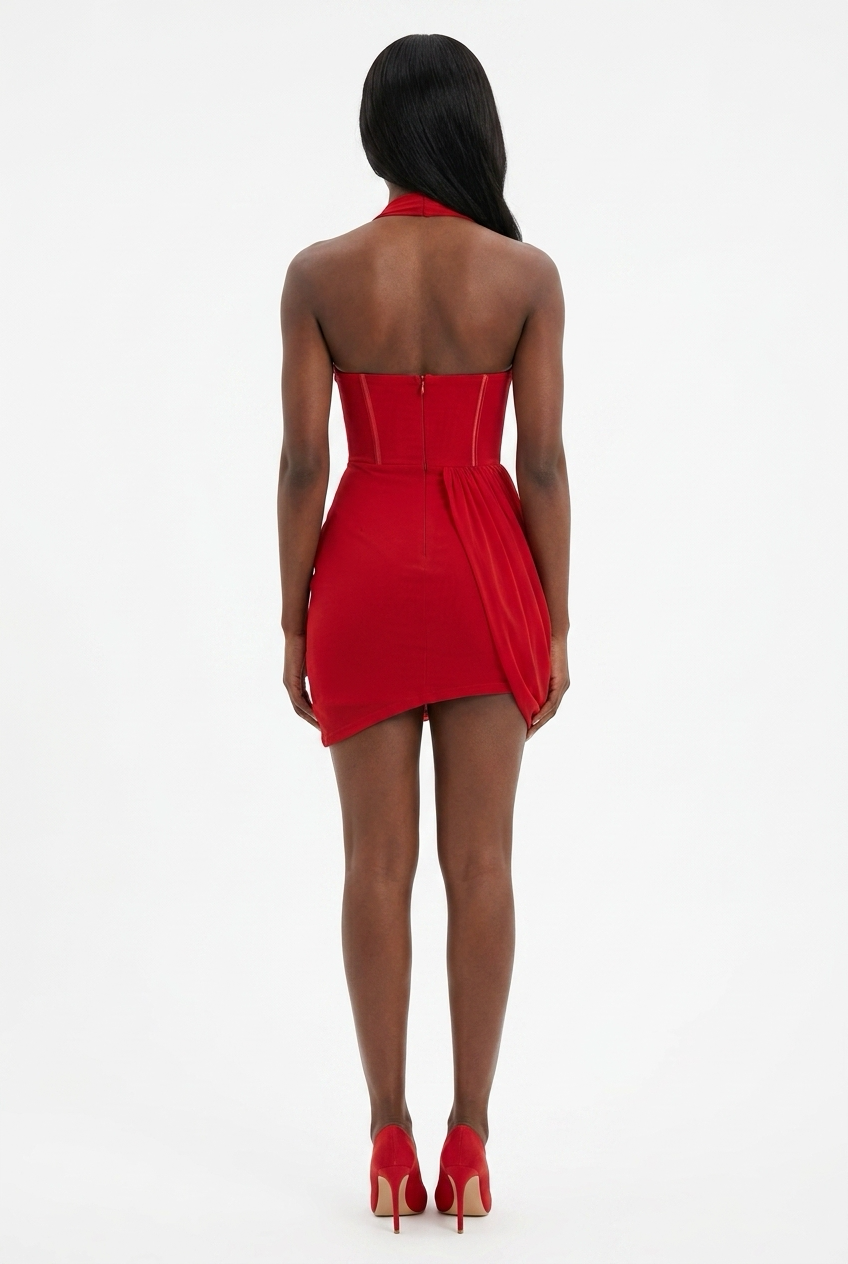 Sienna Sculpted Halter Mini Dress