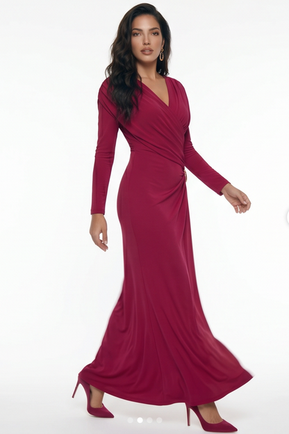 Celeste Ruched Long Sleeve Maxi Dress