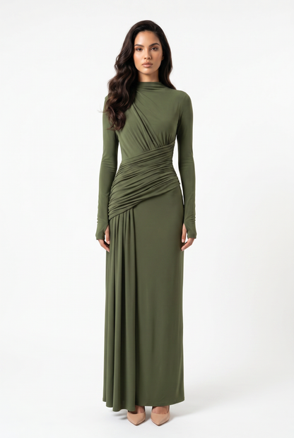 Serena Ruched Evening Maxi Dress