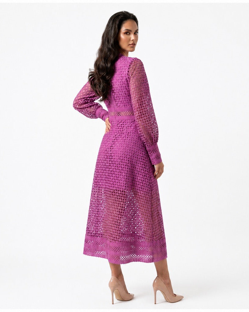 Amethyst Grace Lace Midi Dress